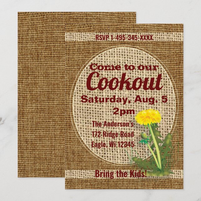 Convite Dandelion (Frente/Verso)