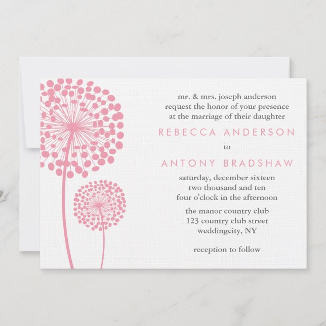 Convite Dandelion Deseja Casamento (Frente)