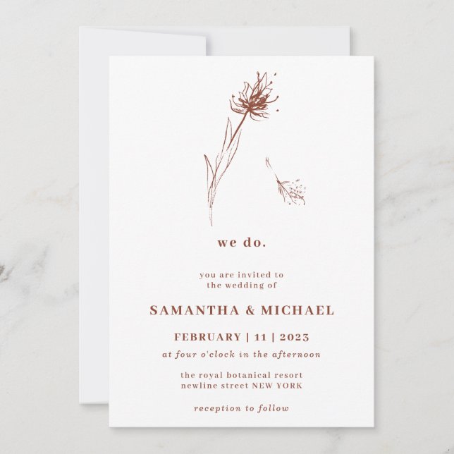 Convite Dandelion Flower Terracotta Indie Botanic nós faze (Frente)