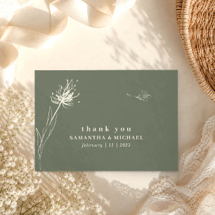 Convite Dandelion sage verde obrigado casamento personaliz