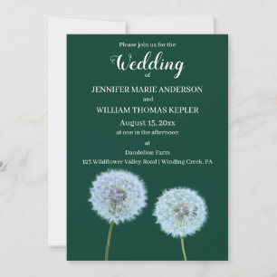 Convite Dandelions Dandelion Clocks Casamento Verde Escuro