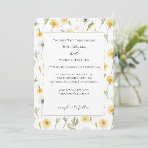 Convite Dandelions Flores Amarelas Brancas Casamento