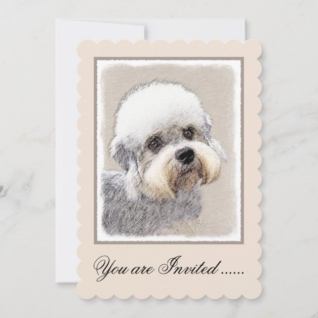 Convite Dandie Dinmont Terrier pintando pintura original d (Frente)