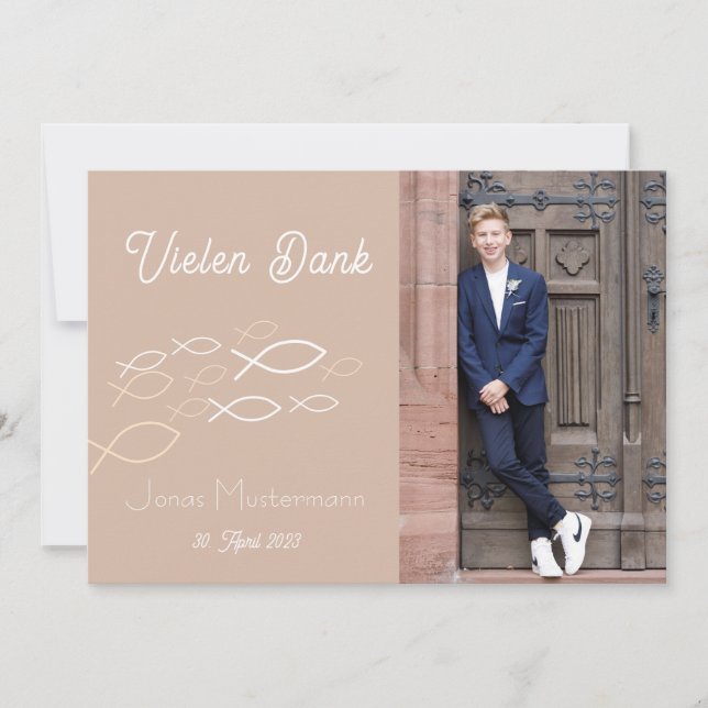 Convite Dankeskarte Kommunion / Konfirmation Fischschwarm (Frente)