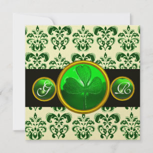 Convite DANOS NEGROS VERDE COM MONOGRAMA DE SHAMROCK Doura