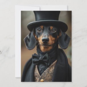 Convite Dapper Dachshund no Ataque Victoriano Elegante
