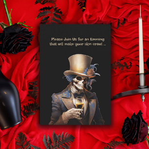 Convite Dapper Skeleton Adulto Festa de Halloween