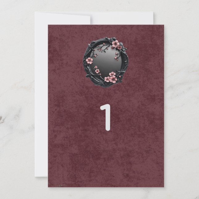 Convite Dark Academia Goth Wedding Table Numbers (Frente)
