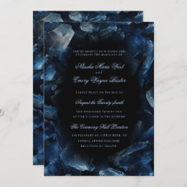 Convite Dark Blue Boho Witch Crystals Black Wedding