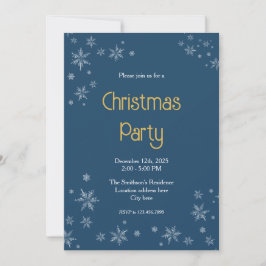 Convite Dark Blue & White Snowflakes 5"x7" Christmas Party