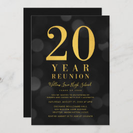 Convite Dark Bokeh Luz 20 anos de Reunião de Classe
