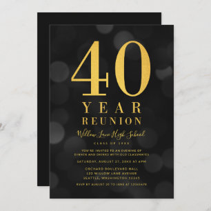 Convite Dark Bokeh Luz 40 anos de Reunião de Classe