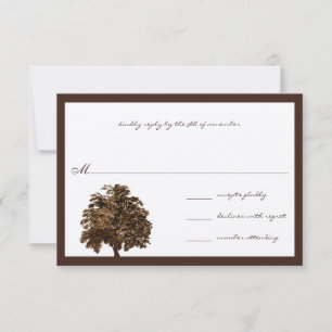 Convite Dark Brown Oak Tree Wedding RSVP