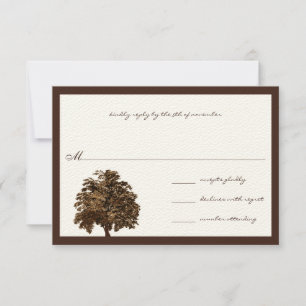 Convite Dark Brown Oak Tree  Wedding RSVP
