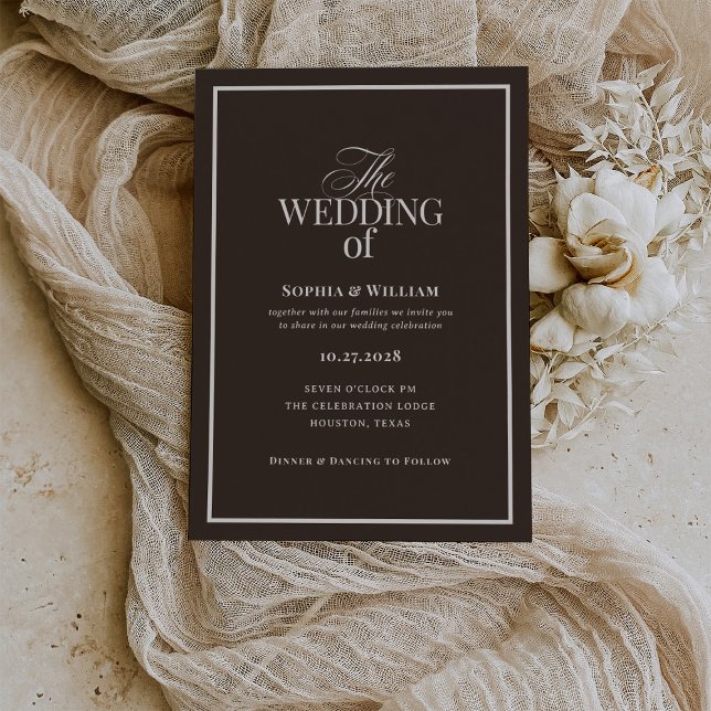 Convite Dark Espresso Brown | Luxe Neutral Wedding (Criador carregado)