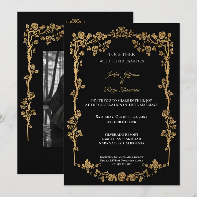Convite Dark Gothic Halloween wedding Invitation (Frente/Verso)