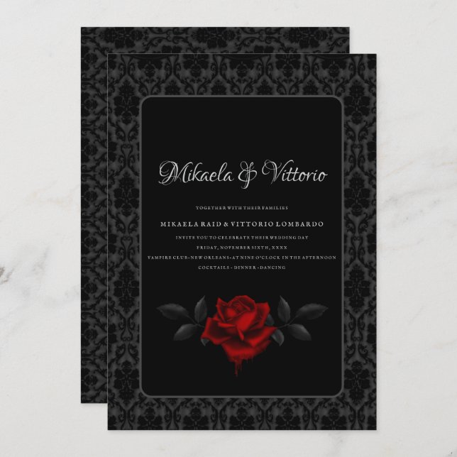 Convite Dark Gothic Rose wedding (Frente/Verso)