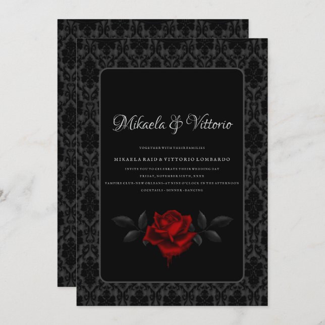 Convite Dark Gothic Rose wedding (Frente/Verso)