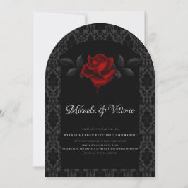 Convite Dark Gothic Rose wedding Invitation