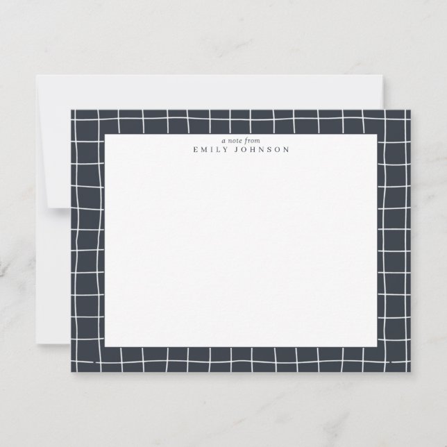 Convite Dark Grid Frame Note Card (Frente)