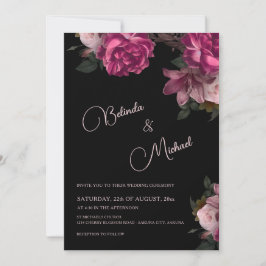 Convite Dark Hand Drawn Roses Photo Wedding