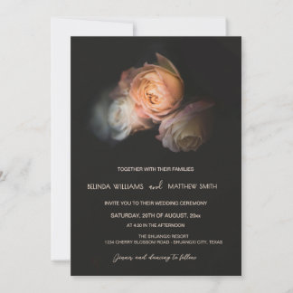 Convite Dark Moody Blush Apricot Roses Wedding