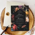 Convite Dark Moody Floral Dutch Painterly Wedding<br><div class="desc">Florais em tons de joia escura inspirados em mestrados holandeses. Personalize a cor do diamante e a cor de fundo na frente e no verso. Todo o texto é editável.</div>