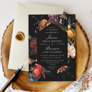 Convite Dark Moody Floral Dutch Painterly Wedding