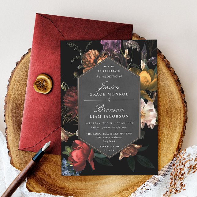 Convite Dark Moody Floral Dutch Painterly Wedding (Criador carregado)