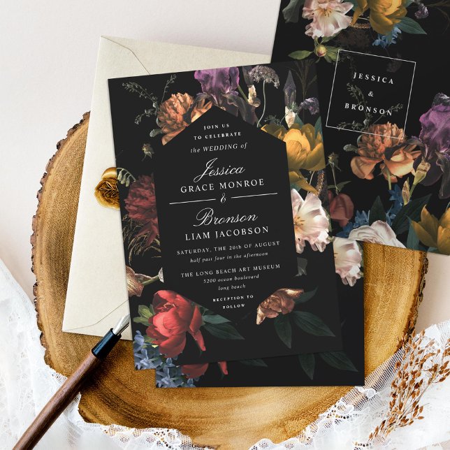 Convite Dark Moody Floral Dutch Painterly Wedding (Criador carregado)