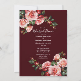 Convite Dark moody pink and red roses Rehearsal Dinner