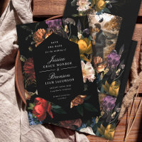 Dark Moody Romântico Floral Holandês Salve a Data