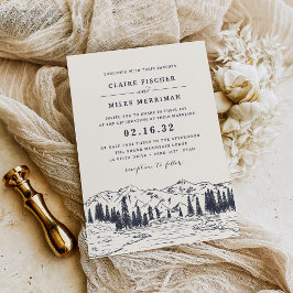 Convite Dark Navy | Mountain Sketch Wedding