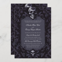 Dark Purple Gothic Boho Floral Skull Wedding