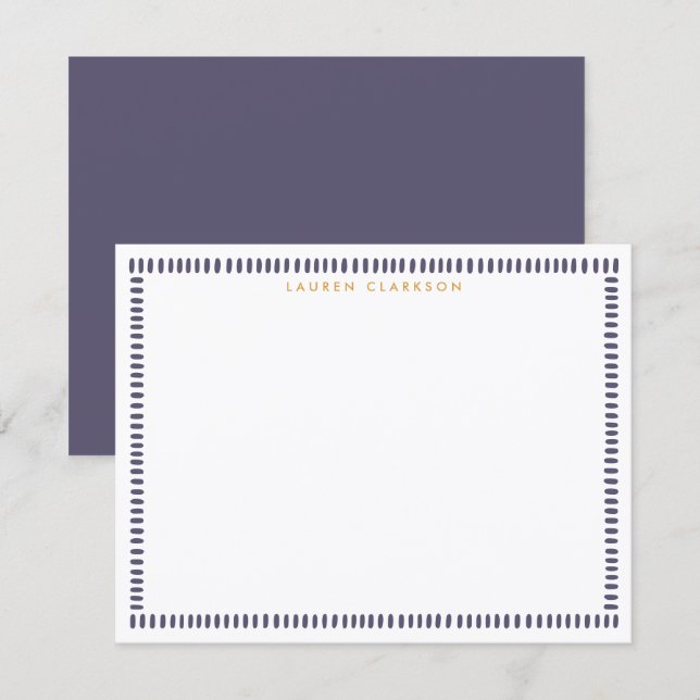 Convite Dark Purple Hand Painted Striped Frame Note Card (Frente/Verso)