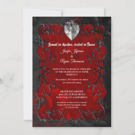 Convite Dark red Gothic Halloween wedding Invitation