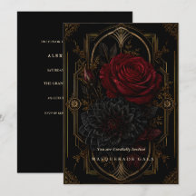 Dark Regency Gothic Gold Masquerade Invitation