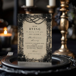 Convite Dark Romance Black Rosa Halloween Soirée