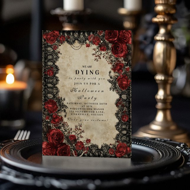 Convite Dark Romance Lace Halloween (Criador carregado)