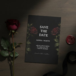 Convite Dark Romance Red Rose Gothic Wedding Save The Date
