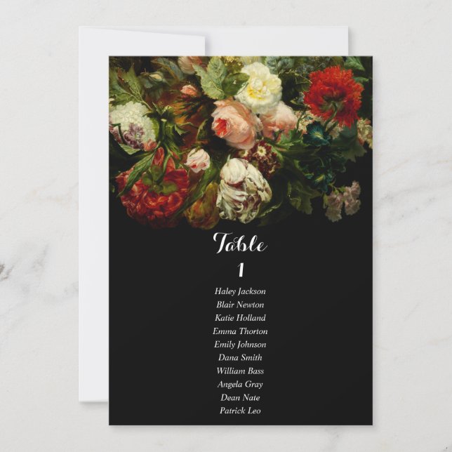 Convite Dark romantic moody wedding seating chart card (Frente)