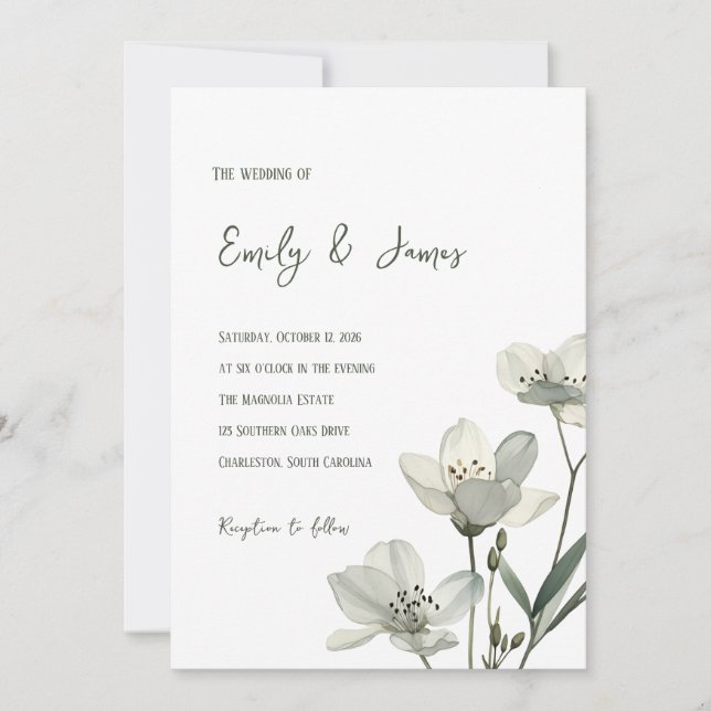 Convite Dark Sage Green Botanical Wedding (Frente)