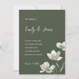 Convite Dark Sage Green Botanical Wedding