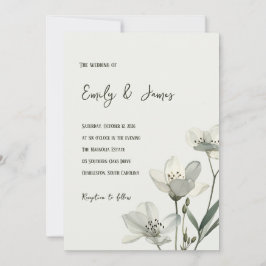 Convite Dark Sage Green Botanical Wedding