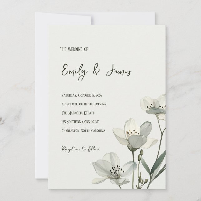 Convite Dark Sage Green Botanical Wedding (Frente)