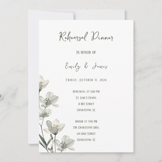 Convite Dark Sage Green Botanical Wedding (Frente)
