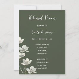 Convite Dark Sage Green Botanical Wedding