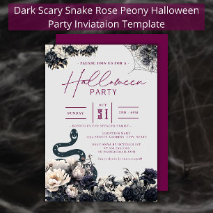 Convite Dark Spooky Cobra Cobweb Purple Halloween