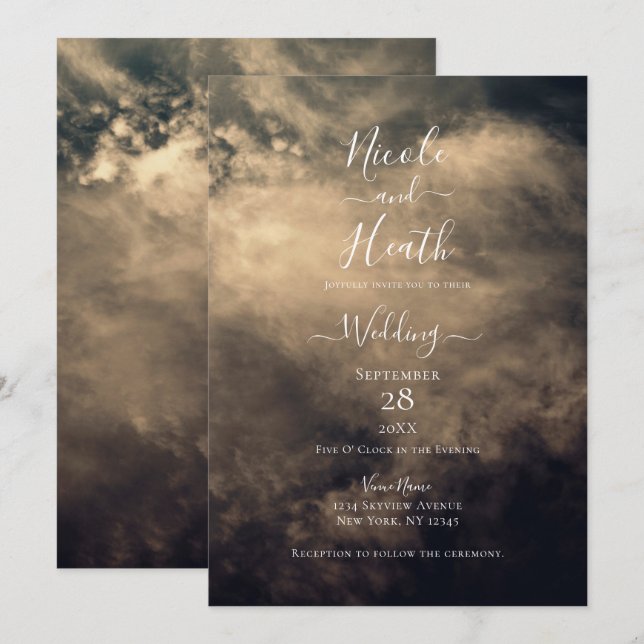 Convite Dark Stormy Sky Wedding (Frente/Verso)