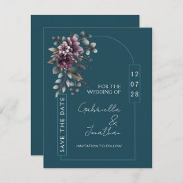 Convite Dark Teal, Dusty Purple Arch Save the Date |